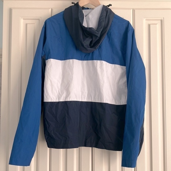 U.S. Polo Assn. Blue White Hooded Windbreaker Jacket Chunky Striped Men’s Size M - Picture 3 of 7